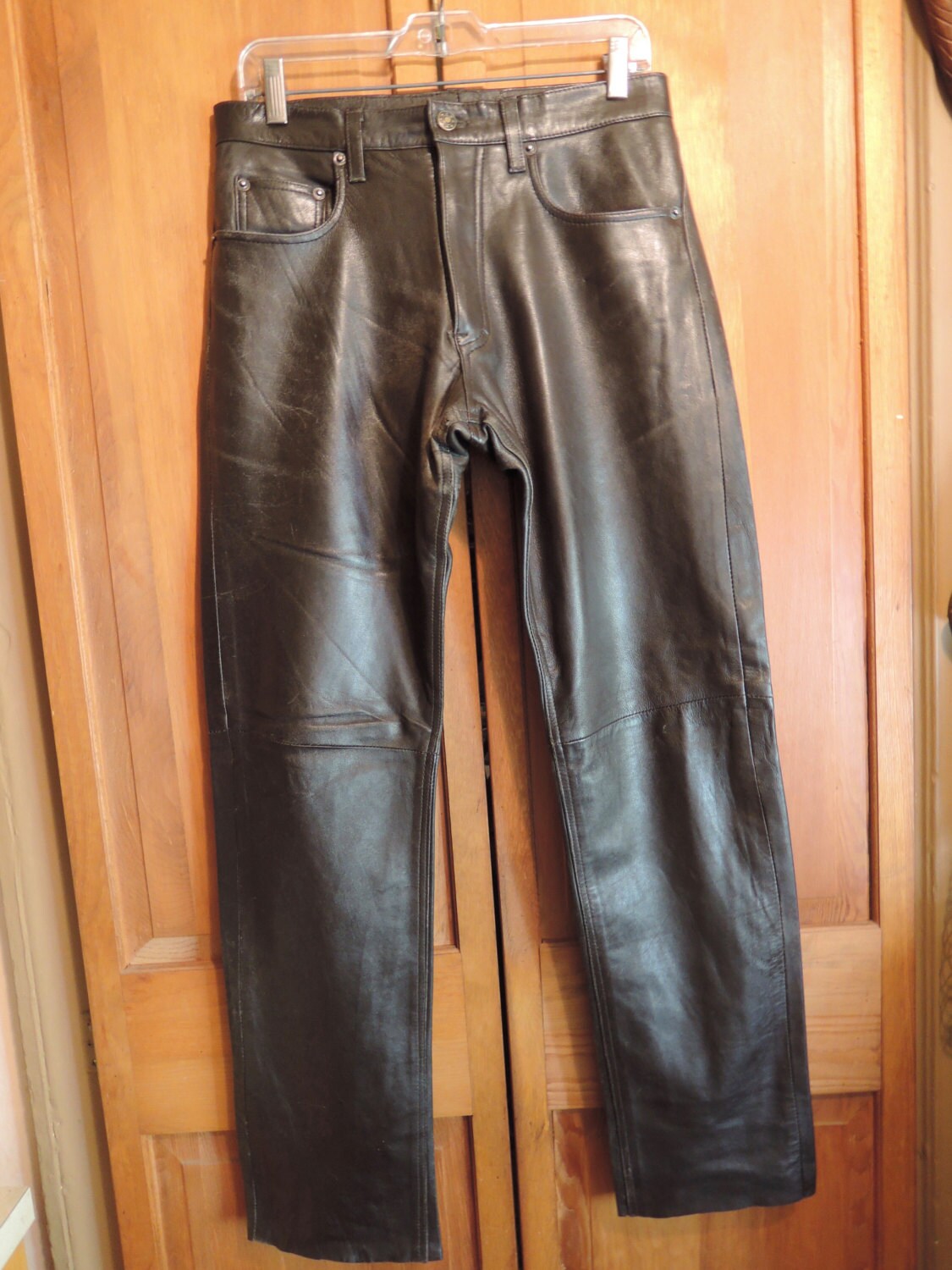 Chocolate Brown Leather Pants - Etsy