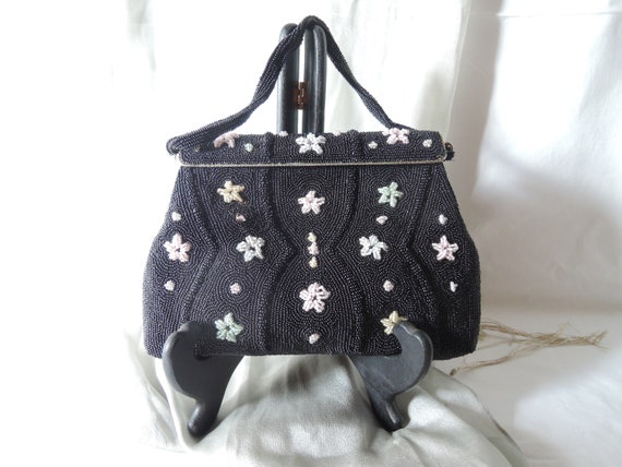 A Black Beaded Handbag