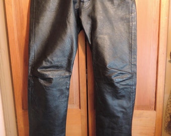 Rugged Black Leather Pants