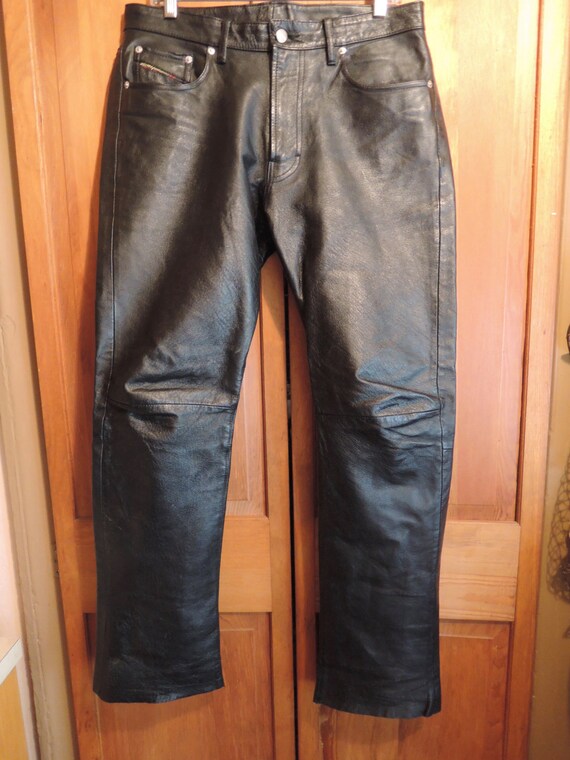 Rugged Black Leather Pants