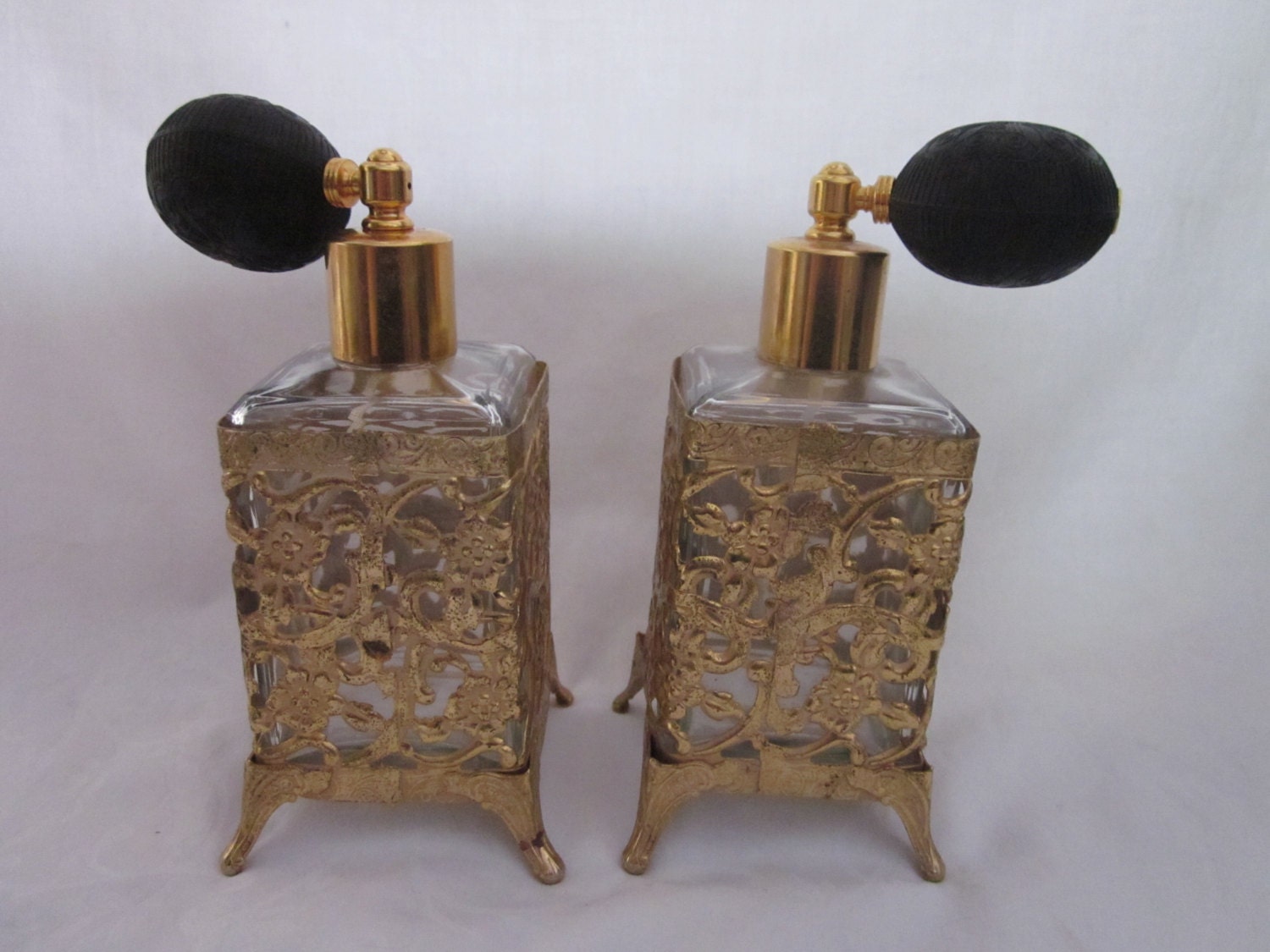 A Beautiful Pair of Gilt Caged Perfume Bottles With Extra - Etsy