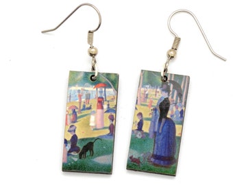 Famous Painting Earrings, Perfect for Art History Teacher Gift, Wave, Van Gogh, Monet Water Lily, Seurat, Impressionism