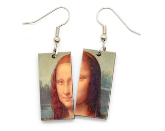 Famous Mona Lisa Novelty Earrings | Miniature Art Dangle Earrings | Da Vinci Eco-Friendly Fair Trade Earrings