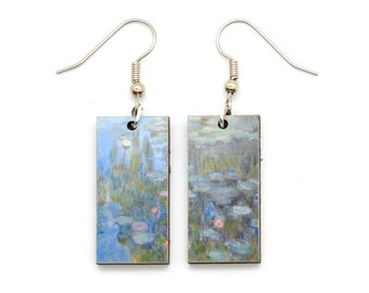 Claude Monet Water Lily Earrings, Impressionism Art Earrings, Famous Painting Earrings, Affordable Gift Idea Under 20.