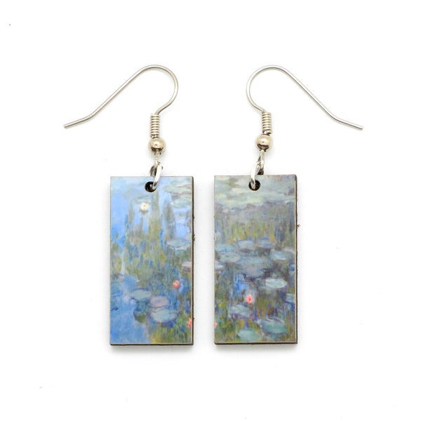 Claude Monet Water Lily Earrings, Impressionism Art Earrings, Famous Painting Earrings, Affordable Gift Idea Under 20.