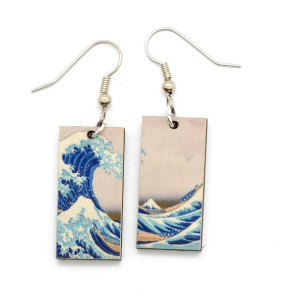 The Great Wave Earrings, Japanese Artist Hokusai Earrings, Famous Art Earrings, Fair Trade Gift