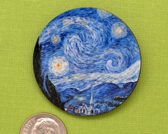 Starry Night Pin, Vincent Van Gogh Pin, Gift Under 20 for Art Lovers, Famous Painting Brooch for Art Teacher Gift