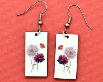 Dahlia Earrings - Flower Earrings | Gift for Gardener | Garden Party Dangles with Vintage Style | Fair Trade Gift