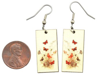 Monarch Butterfly Earrings with Vintage Illustration. Perfect Nature Lover Gift or Jewelry for Gardener