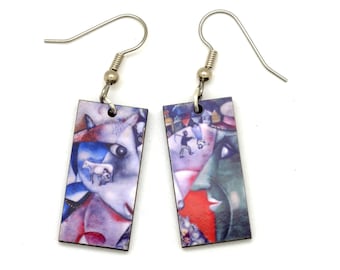 Chagall Earrings, From the famous painting, I and the Village | Affordable Fair Trade Earrings | Jewish Art Earrings