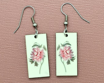 Peony Flower Earrings, Perfect for Vintage Style Aesthetics, Fair Trade & Eco-Friendly