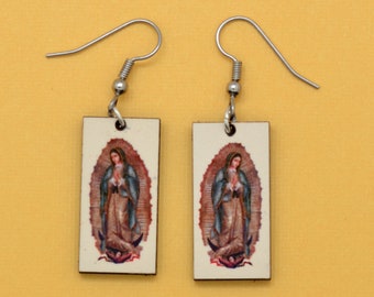 Virgin of Guadalupe Dangle Earrings, Lady of Guadalupe Earrings, Religious Fair Trade Jewelry