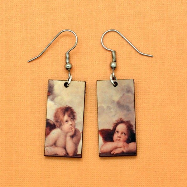 Angel Earrings, Raphael's Sistine Chapel Angels Earrings, Renaissance Art Lover Gift, Italian Art Gift, Cherub Earrings