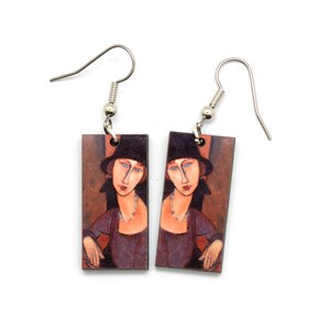Modigliani Earrings, Famous Art Earrings featuring Jeanne Hebuterne, Eco-Friendly & Fair Trade Gift for Art Lover and Painting Teachers