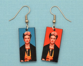 Frida Kahlo Earrings, Frida Dangle Earrings, Gift Under 20 for Art Lovers, Famous Art Earrings, Fair Trade Jewelry