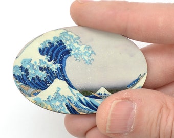 Great Wave Pin – Hokusai Japanese Art Brooch, Ocean Wave Jewelry, Gift for Art Lovers