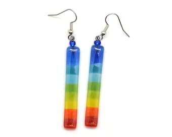 Rainbow Glass Dangle Earrings: Fair Trade LGBTQ Pride Jewelry