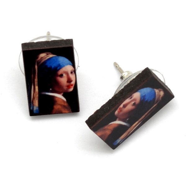 Girl with Pearl Earring Studs, Famous Art Stud Earrings, Eco-Conscious Gift for Artist, Art Teacher and Art Lovers