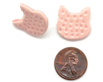 Ceramic Cat Stud Earrings: Handmade Fair Trade Jewelry, Choose your Favorite Color