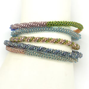 5 Skinny Beaded Bracelets | Set of 5 - Colorful Stacking Bracelets - Bead Roll Bracelets in Multi Rainbow Colors