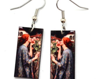 John Williams Waterhouse Earrings, Soul of the Rose dangle earrings, Victorian Painting Earrings for Artist
