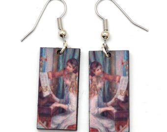 Renoir Earrings, Young Girls at the Piano Earrings, Gift for Piano Player, Fair Trade Gift