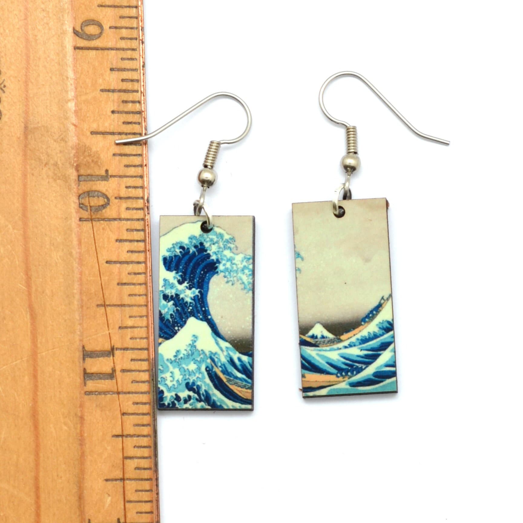 Great Wave Earrings, Iconic Art Dangle Earrings, Japanese Artist Hokusai Earrings, Fair Trade Gift