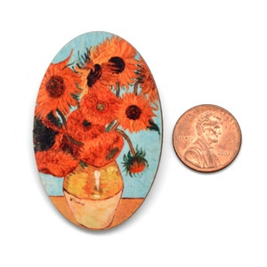 Sunflower Pin, Van Gogh Sunflower Brooch. Eco-friendly & Fair Trade Gift for Artist or Art Teacher