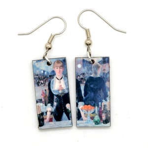 Bar at Folies Bergere Dangle Earrings, Manet Painting, French Impressionist Art Earrings, Famous Painting Gift for Woman