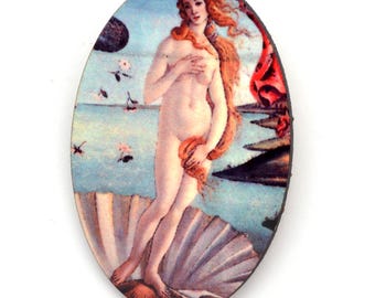 Botticelli Art Pin, Birth of Venus Famous Painting Brooch, Eco-friendly & Fair Trade Gift for Art Teacher or Italian Art Lovers