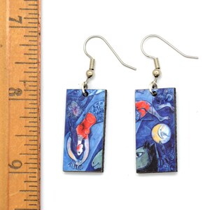 Chagall Earrings, Famous Painting Dangle Earrings, Marc Chagall Art Earrings, Fair Trade Jewelry, Several Choices available