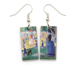 Seurat Impressionism Art Earrings, A Sunday Afternoon, Famous Painting Earrings, Fair Trade Jewelry