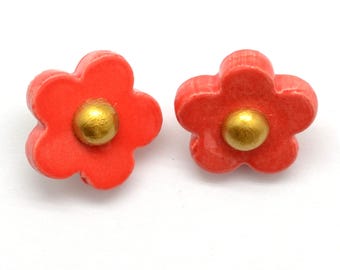 Large Flower Stud Earrings, Bold Colorful Ceramic Floral Earrings, Fair Trade with Mod Retro Style, Choose from Several Colors