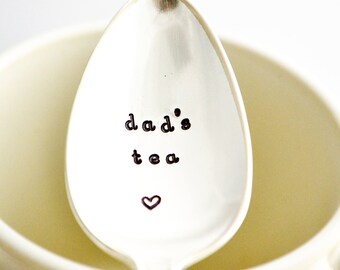 dad's tea - Gift for dad - Hand stamped teaspoon - teaspoon silver plated - father's day gift - gift for dad - vintage