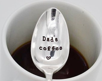Dad's Coffee spoon - Gift for Dad  - Hand Stamped - Silverplated - Christmas gift idea for Dad - present for dad - Gift under 20