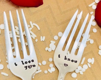 i love you i know forks - romantic gift idea - anniversary gift idea - wedding gift - couples gift idea - gift for wife