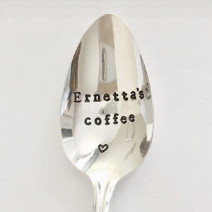 Personalized Silver Plated Coffee Spoon – Hand Stamped Vintage Teaspoon