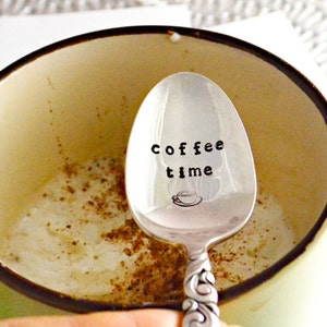 coffee time coffee spoon hand stamped christmas gift perfect for coffee lover. image 2