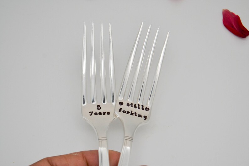 Anniversary Fork set Personalized Forks. 5 years Etsy