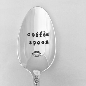 Coffee spoon -  coffee drinker gift idea - Hand Stamped Silverware - vintage silverplated spoon - mother&#39;s day gift idea