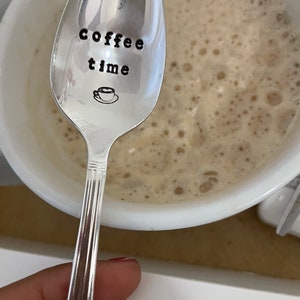 coffee time coffee spoon hand stamped christmas gift perfect for coffee lover. image 4