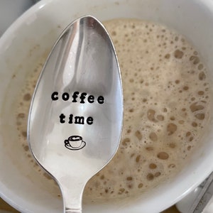 coffee time coffee spoon hand stamped christmas gift perfect for coffee lover. image 1