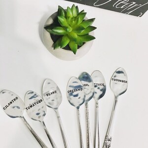 Plant Garden Herb Markers Spoons Custom Set of 7 Antique Vintage Hand Stamped Mother's Day Gift Grandma Her Mom image 6