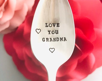 Grandma Gift Idea - Hand Stamped spoon - You Choose Size - Mother's day gift idea - Gift For grandma .