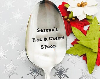 Personalized Hand-Stamped Mac & Cheese Spoon – Silver Plated Gift