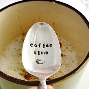 coffee time coffee spoon hand stamped christmas gift perfect for coffee lover. image 3