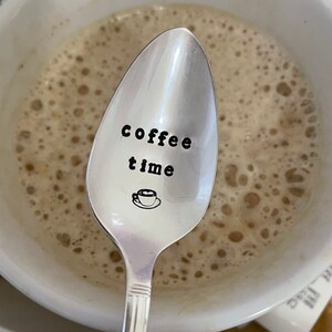 coffee time coffee spoon hand stamped christmas gift perfect for coffee lover. image 6