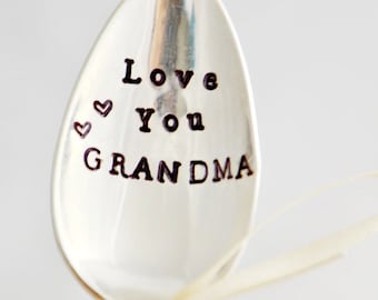 Grandma Gift Idea - Hand Stamped spoon - You Choose Size - Mother's day gift idea - Gift For grandma .