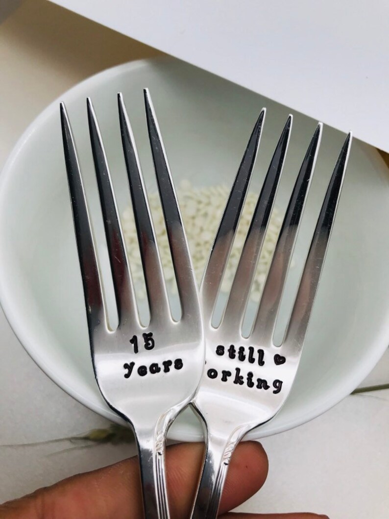 Anniversary Fork set Personalized Forks. 5 years Etsy