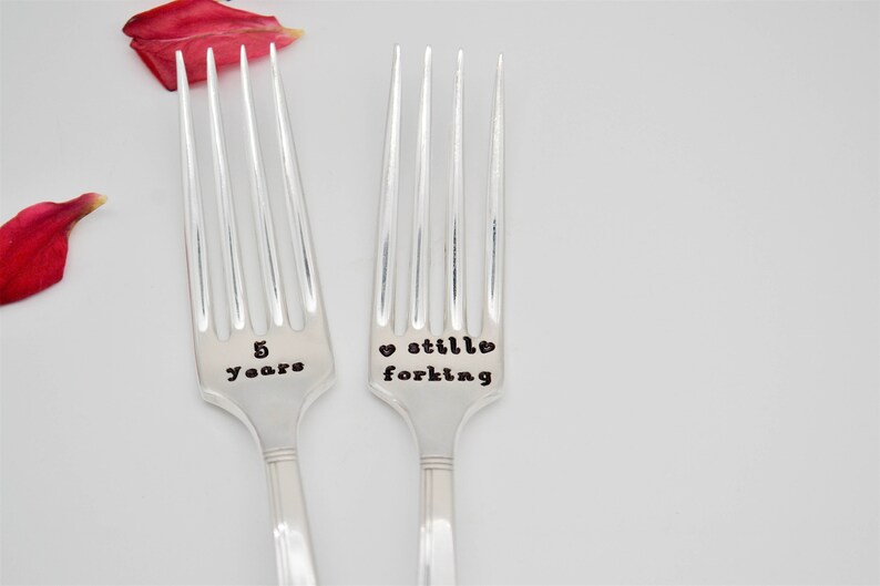 Anniversary Fork set Personalized Forks. 5 years Etsy